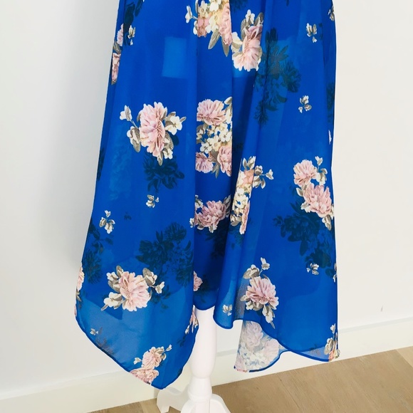DOTTI size 8 blue floral chiffon dress with spaghetti straps - Picture 3 of 9